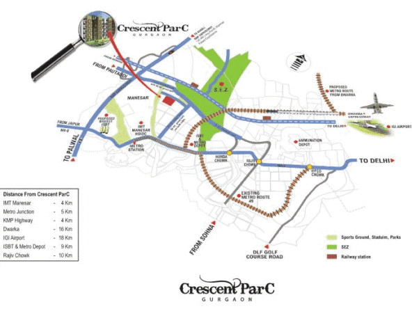 2BHK resale sare crescent parc location map